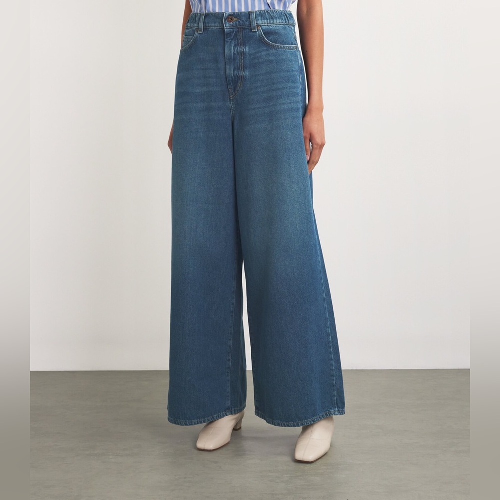 Weekend Max Mara Elasticated-Waist Wide Leg Jeans Size 12 - Picture 9 of 9